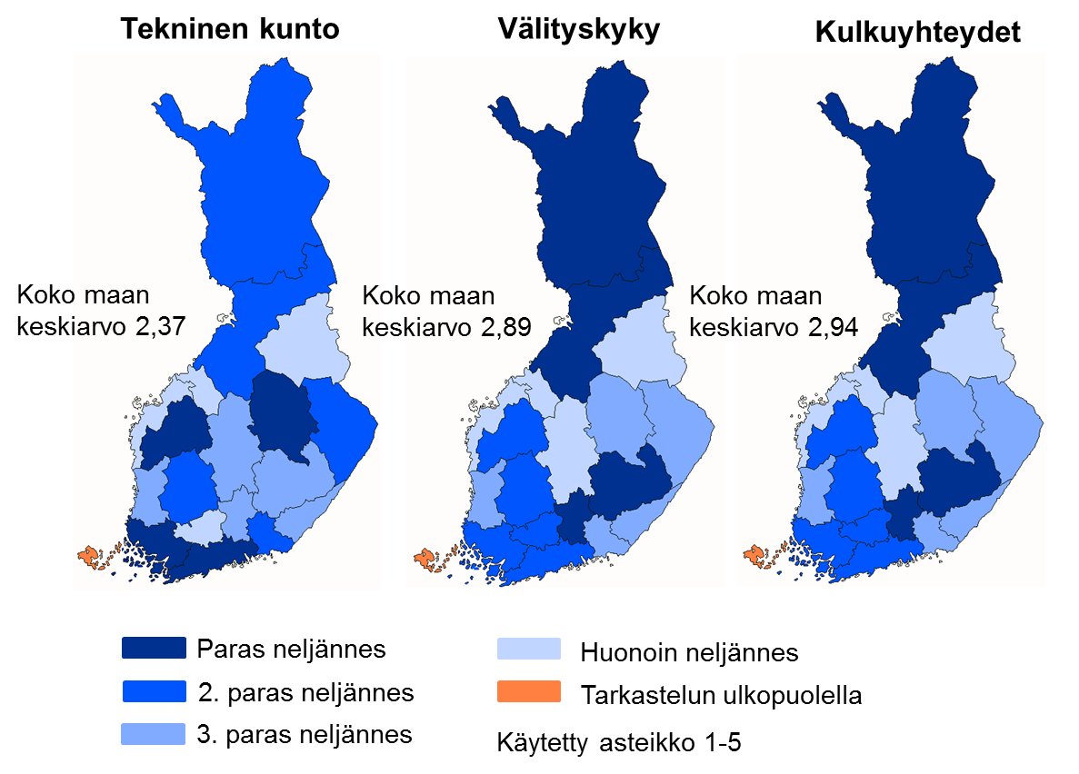 Liikenneinfrastuktuurin kuntoarviot Suomessa maakunnittain